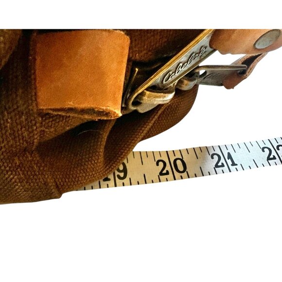 Cabelas Brown Canvas & Leather Travel Bag With Dual Pockets Collapsible bottom - Picture 7 of 16